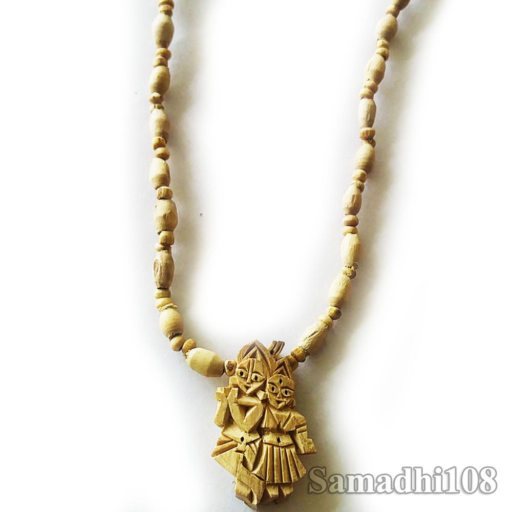 Tulsi Neckbeads with Wooden Radha Krishna (Small)