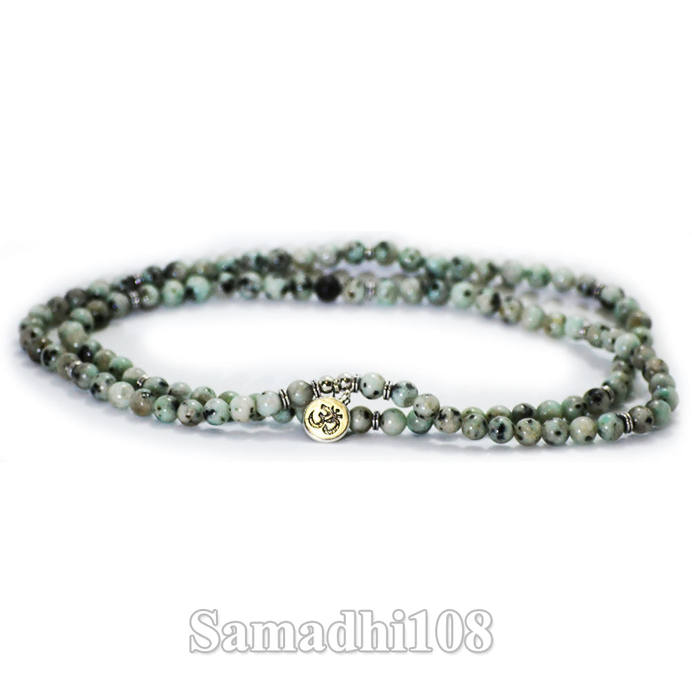 Dalmatian Jasper Necklace with Aum Charm