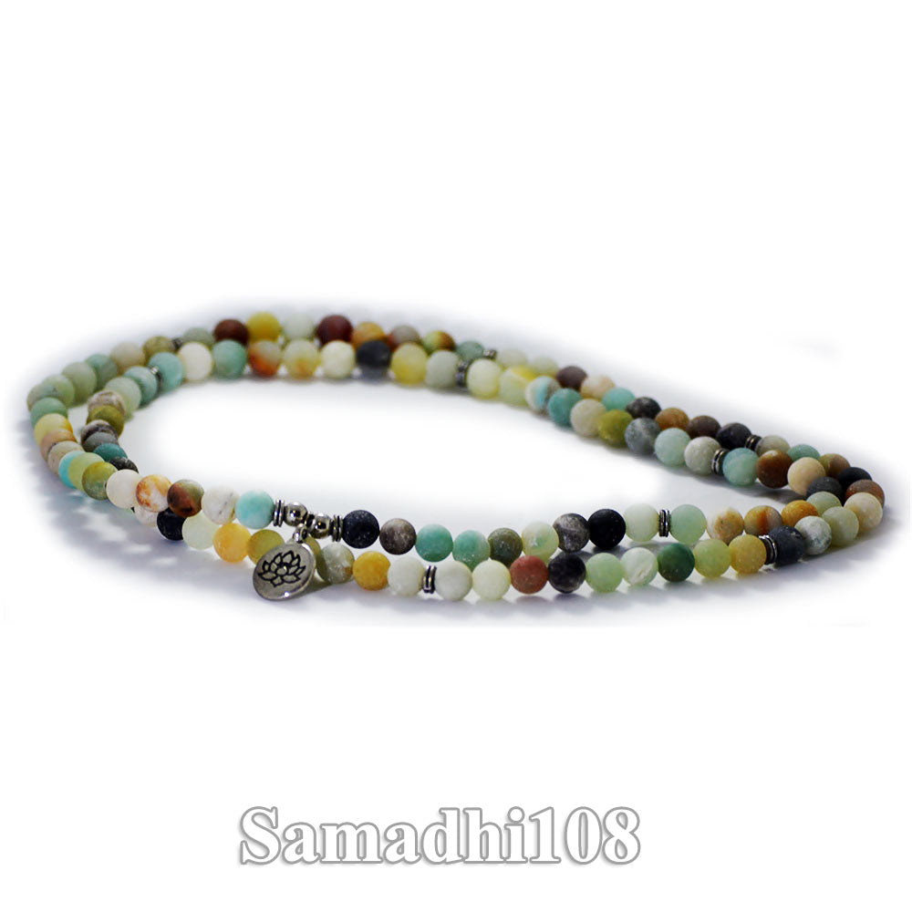 Amazonstone Necklace with Lotus Charm