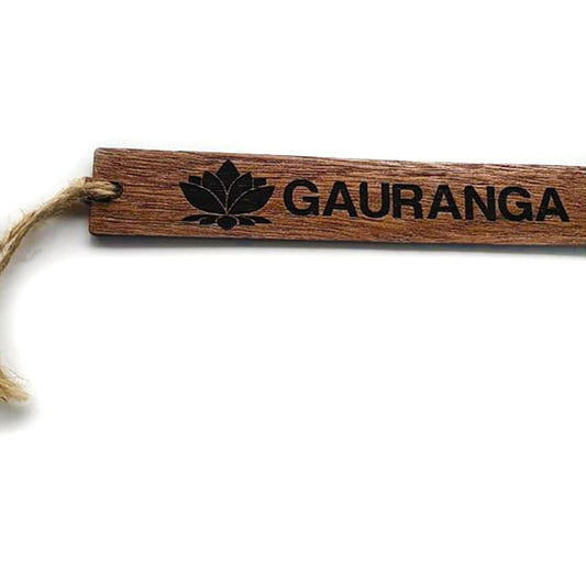 Wooden Bookmark Gauranga with Lotus
