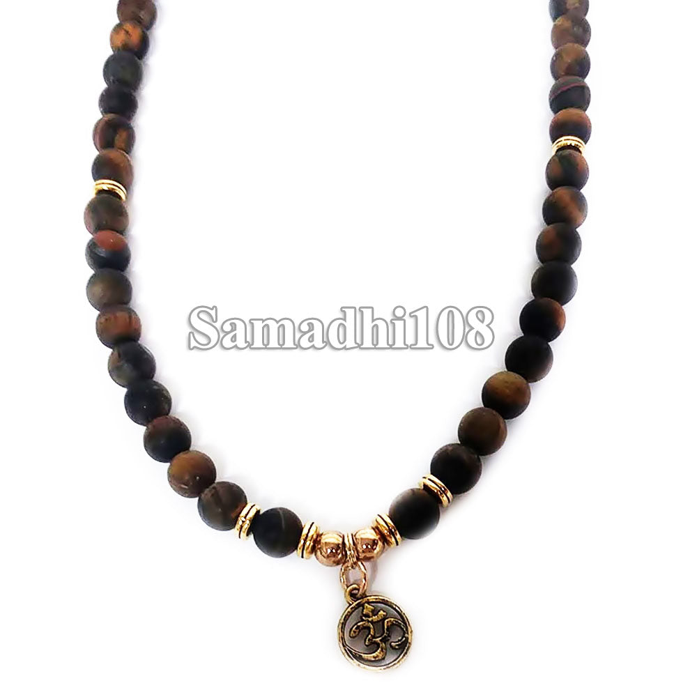 Tiger's Eye Necklace with Om Charm