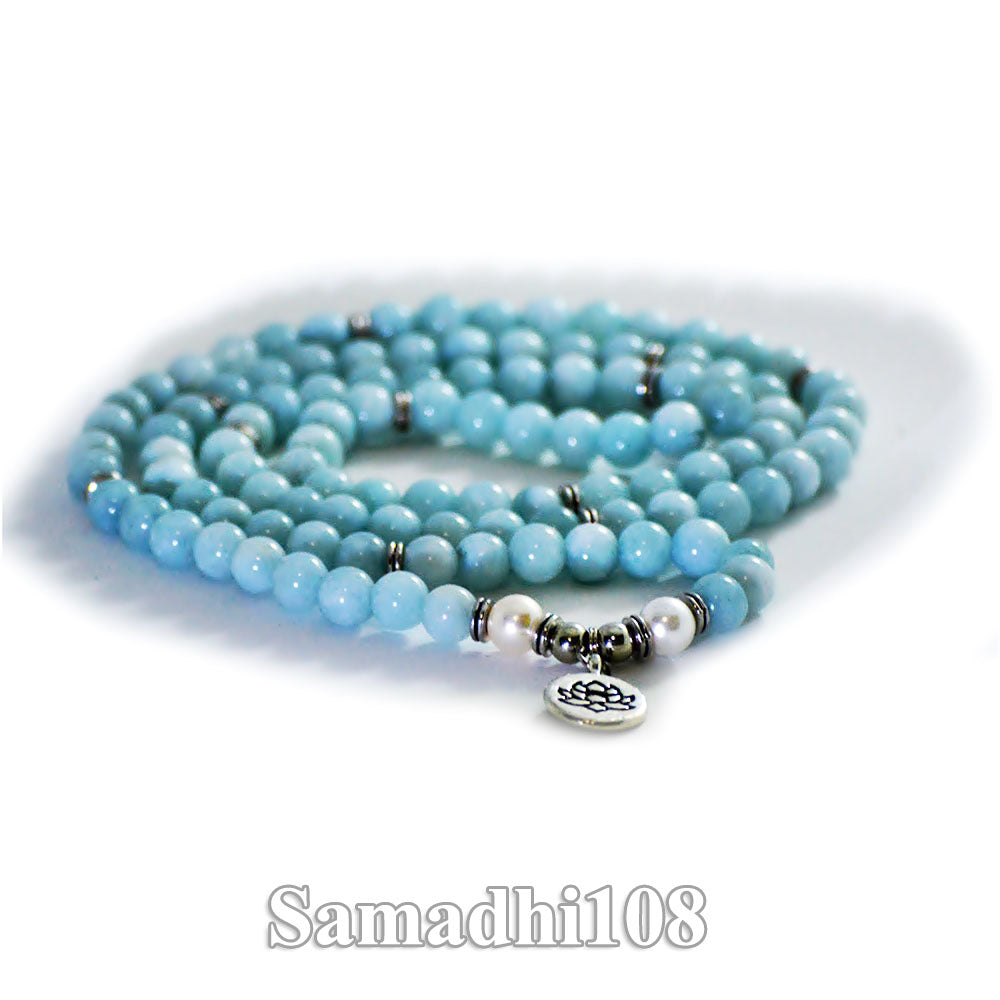 Baby Blue Jade Necklace with Lotus Charm
